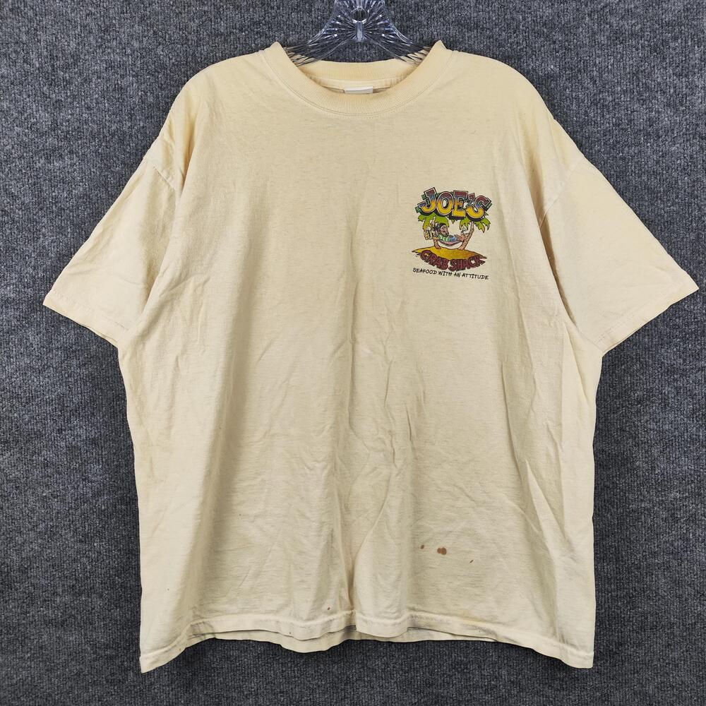 Joe's Crab Shack Shirt Mens XL Beige Joe's Stuff Seafood Restaurant Graphic Tee